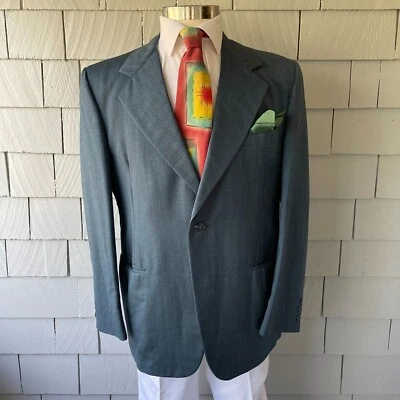 Chaqueta Traje Vintage Años 60 Sears Para Hombres Tienda Azul Negro Tejido 2 Botones Talla 44R Foto 1 de 4