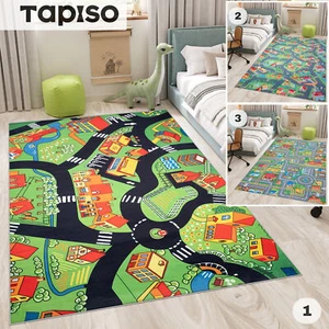 Alfombra infantil alfombra de juego impresa lavable calles motivo verde habitación infantil - Imagen 1 de 33