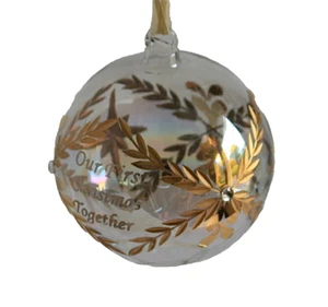 Our First Christmas Together Ornament 3.5"H Etched Blown Glass Holiday Tree Ball - Picture 1 of 5