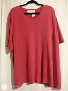 Größe 30w/32w weiß Hirsch Damen rosa Shirt Ärmel Zickzack V-Ausschnitt Shirt - Bild 1 von 4