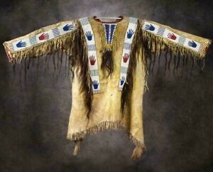 Indian Beaded Native American Sioux Shirt Western Jacket Suede Leather War Shirt