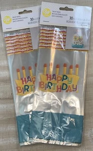 Wilton ￼Happy Birthday Design 4x2x9.5” Treat Bags w/Twist Ties (lot of 2) - Picture 1 of 4