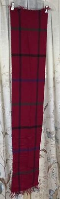 Vintage Wool Scarf Epitome Germany Burgundy Stripe Plaid 11 x 54 - Image 1 of 4