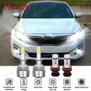 For Kia Optima 2011-2013 4PC White 6000K LED COB Headlight High Beam + Fog bulbs - Picture 1 of 12