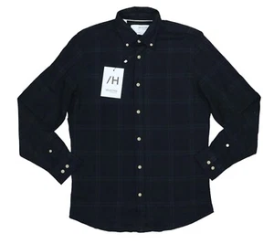 Selected Slim Fit Flannel Long Sleeve Men's Button Down Shirt NWT Dark Spruce - Picture 1 of 1