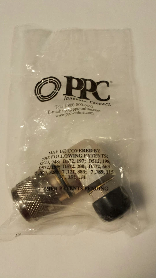 PPC CC-NRA-F4  N MALE RIGHT ANGLE COMPRESSION CONNECTOR - Image 1 of 1