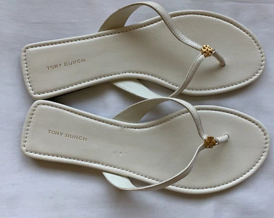 Chanclas clásicas Tory Burch nuevas de cuero marfil para mujer 10 nuevas $178 Foto 1 de 3