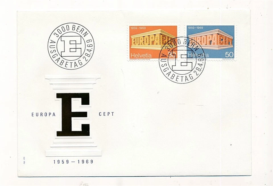 D328645 Europa CEPT 1969 Buildings FDC Switzerland - Image 1 of 1