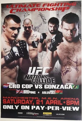 Mirko Cro Cop Michael Bisping Andrei Arlovski + Signed by Card UFC 70 Poster SBC - Image 1 of 4
