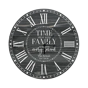 Personalized Family Wooden Wall Clocks 12in for Home Living Room Decoration - Picture 1 of 36