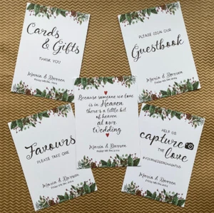 Christmas foliage wreath WEDDING signs leaves greenery table decor gifts cards - Imagen 1 de 17