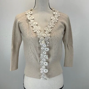 Nick & Mo collection wool blend lace detail 3/4 sleeve cardigan size small - Picture 1 of 8