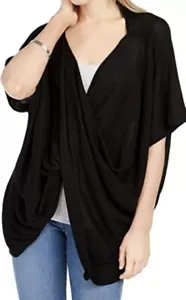 Save The Ocean recycelter Damen Strick Twist Poncho Pullover schwarz Einheitsgröße - Bild 1 von 3