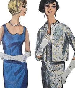 1960s Box Jacket Pencil Dress Peaked Neckline Simplicity Sewing Pattern 5703 - Picture 1 of 3