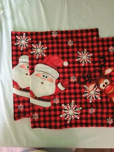Softnow Santa Throw Pillow Covers Christmas Decor Square 16.5" x 16.5" Set of 2 - Picture 1 of 5
