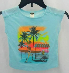 Osh Kosh Girls Sleeveless Top Blue Beach Theme Size 5 - Picture 1 of 3
