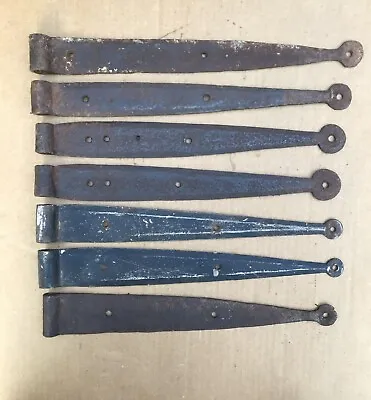 Lot Of (7) 15 -16  Inch 19th Century Antique Strap Hinges Barn Hinge • 121.67$