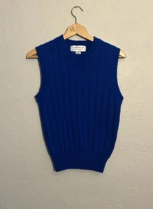 Vintage Sweater Vest Size Medium Blue Contemporary Classics 80s Cable Knit - Picture 1 of 7