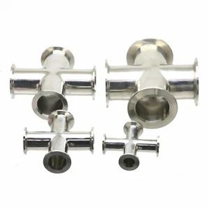 NW/KF-16 25 40 50 Kreuz 4-Wege + Adapter gleiche Enden Flansch Vakuumbeschlag SS304 - Bild 1 von 9