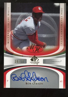 2004 SP Legendary Cuts Marked for the Hall Bob Gibson Reds HOF AUTO 38/50 - Image 1 of 2