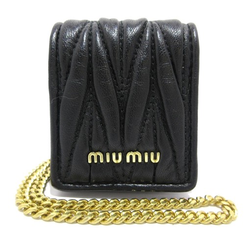 MIU MIU Custodia accessori in pelle nera originale miumiu Matelasse