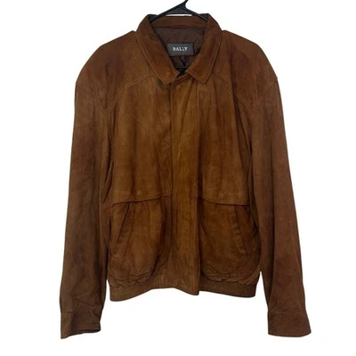 Chaqueta Bomber Bally De Colección Para Hombre 100% Cuero Real Gamuza Talla 42 Marrón Hecha en Italia Foto 1 de 4