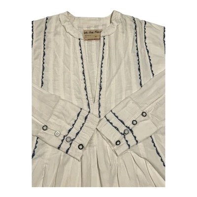 Free People We The Free XS Embroidered Tunic Top Long Sleeve Off-White - Image 1 of 4