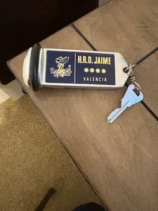Vintage Hotel Rey Don Jaime Valencia Spain Key Key Fob 1979 - Bild 1 von 8