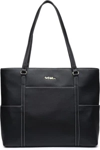 Classic Laptop Leather Tote Bag for 15 15.6 inch 15 - Inch, Black  - Picture 1 of 6