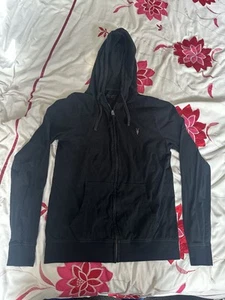 All Saints Brace Full Zip Cotton Hooded Jumper - Black - Size S - Picture 1 of 11