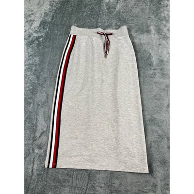 Tommy Hilfiger Women's Gray Striped Sweat Skirt XS Red White Blue Trim - Image 1 of 4