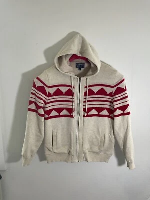 American Rag XL Cream Hooded Zip-Up Sweater With Red Geometric Pattern Kangaroo - Изображение 1 из 3