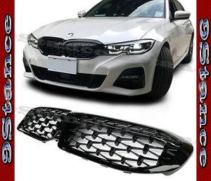 PIANO BLACK DIAMOND LOOK ABS GRILLE FIT G20 G21 BMW 2019 to 2022 SEDAN 4 DOORS - Bild 1 von 4