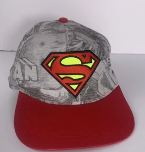 DC Comics Youth Superman Baseball Hat Red & Gray Adjustable Snapback NEW - Picture 1 of 6