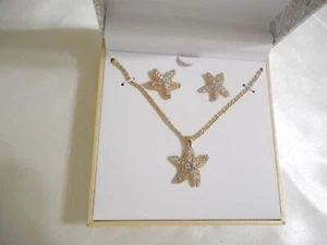 Charter Club Gold-Tone Pave Starfish Pendant Necklace & Stud Earrings R901 $27 - Picture 1 of 4