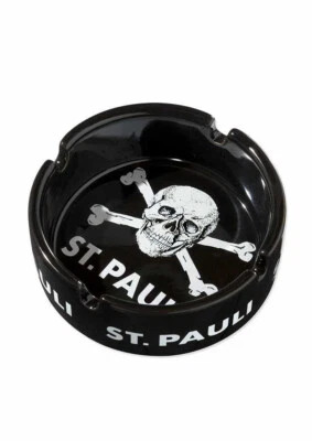 FC St. Pauli Aschenbecher Totenkopf schwarz Ascher rund Keramik Ashtray rund