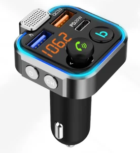 Nuevo Adaptador Transmisor FM Inalámbrico Bluetooth Coche USB Cargador Rápido Manos Libres - Imagen 1 de 7