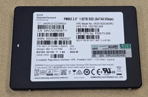 PM883 1.92TB Samsung SSD 2.5" MZ-7LH1T90 SATA6.0 Gbps MZ7LH1T9HMLT-000H3 KOREA - Picture 1 of 4
