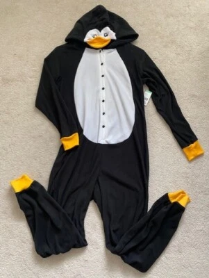 Pijama de una pieza Joe Boxer Penguin para mujer con capucha. Pequeño. Nuevo con etiquetas. Sin pies. Foto 1 de 4