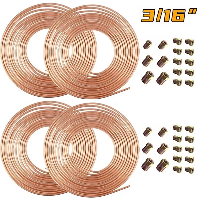 4 x Copper Nickel Brake Line Tubing Kit 3/16 OD 25 FT Coil Roll All Size Fitting - Image 1 of 4