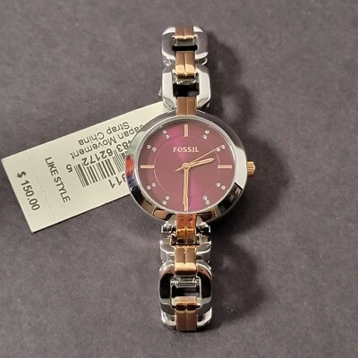 Fossil Watch Silver/Gold Tone BQ3911 Womens Engraved BeDawoon With Love Cat#JK - Image 1 of 4