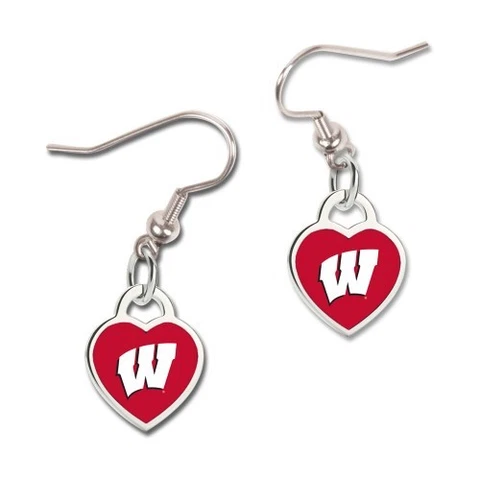 Wisconsin Badgers Wincraft NCAA 3-D Heart Team Earrings FREE SHIP Cover