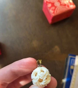 Vintage Chinese Carved Multi Layered Puzzle Ball Charm Pendant for a Necklace - Picture 1 of 9