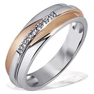 Goldmaid Ring 925 Sterlingsilber teilweise rot vergoldet 7 Zirkonia NEU - Bild 1 von 4