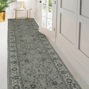 2'3''x8' Gray Hand Tufted Transitional Wool & Bamboo Silk Oriental Area Rug - Picture 1 of 3