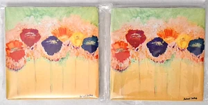 Original Art Work Signed Acrylic Painting Tile "Kissed By A Rose" Cork Ceramic 2 - Picture 1 of 11