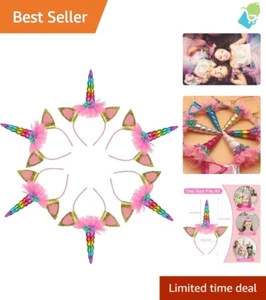 Handcrafted Unicorn Horn Headbands - 6 Colorful Ears for Magical Celebrations - Picture 1 of 8