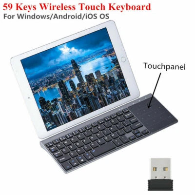 Ultra Thin Mini Wireless 2.4Ghz Keyboard with Touchpad + USB Receiver For Laptop - Image 1 of 4