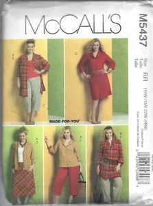 PS McCall's Made For You Pattern #M5437-Women's Shirt-Dress-Skirt-Pants 18W-24W - Picture 1 of 1