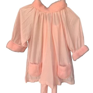 Vintage Henson Kickernick Pajama Set Baby Doll Pink Faux Fur Keyhole 1960s Sz 32 - Picture 1 of 9